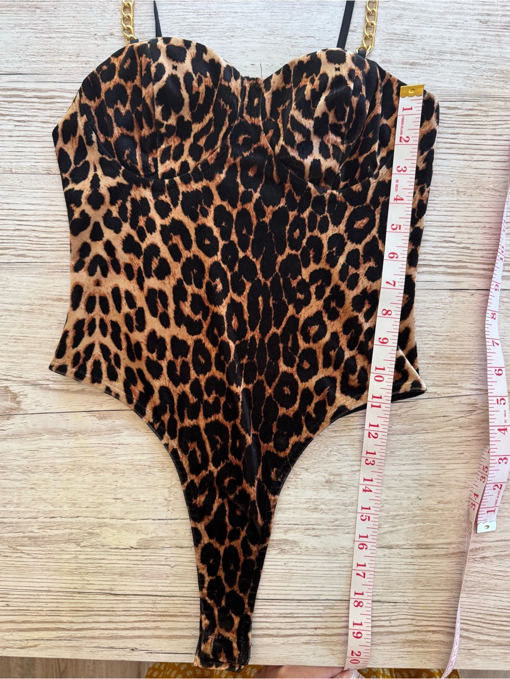 Kaylee Kollection Leopard Print Chain Strap Bodysuit S - Picture 9 of 13